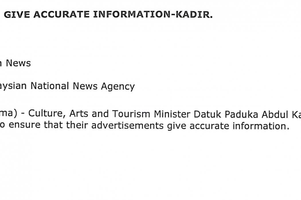 (1) Airline ads should give accurate information - Kadir