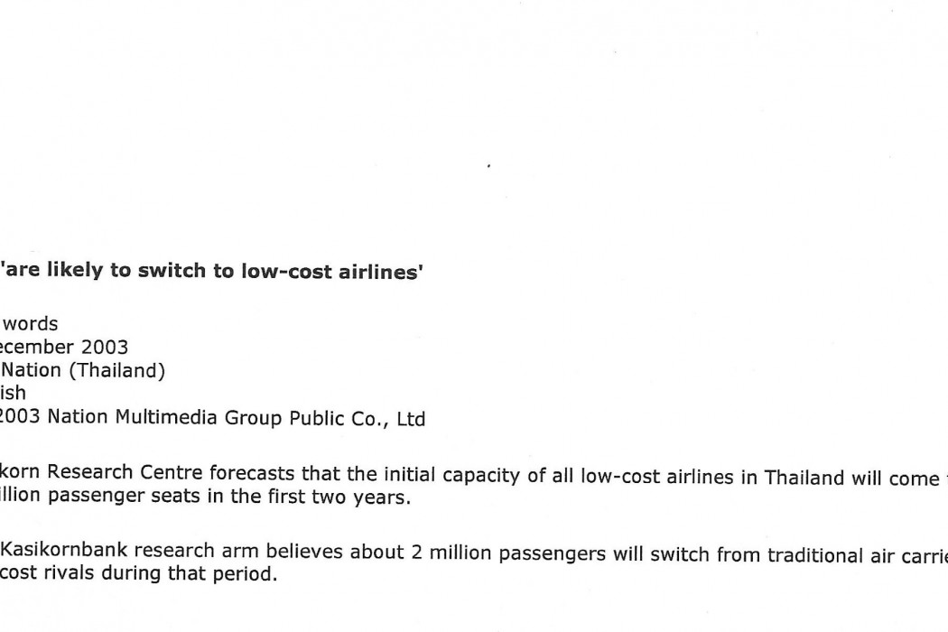 2m are likely to switch to low-cost airlines