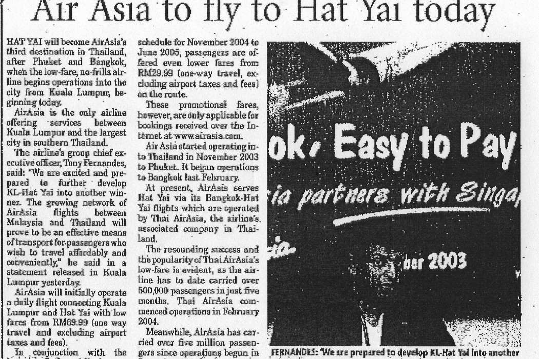 Air Asia to fly to Hat Yai today