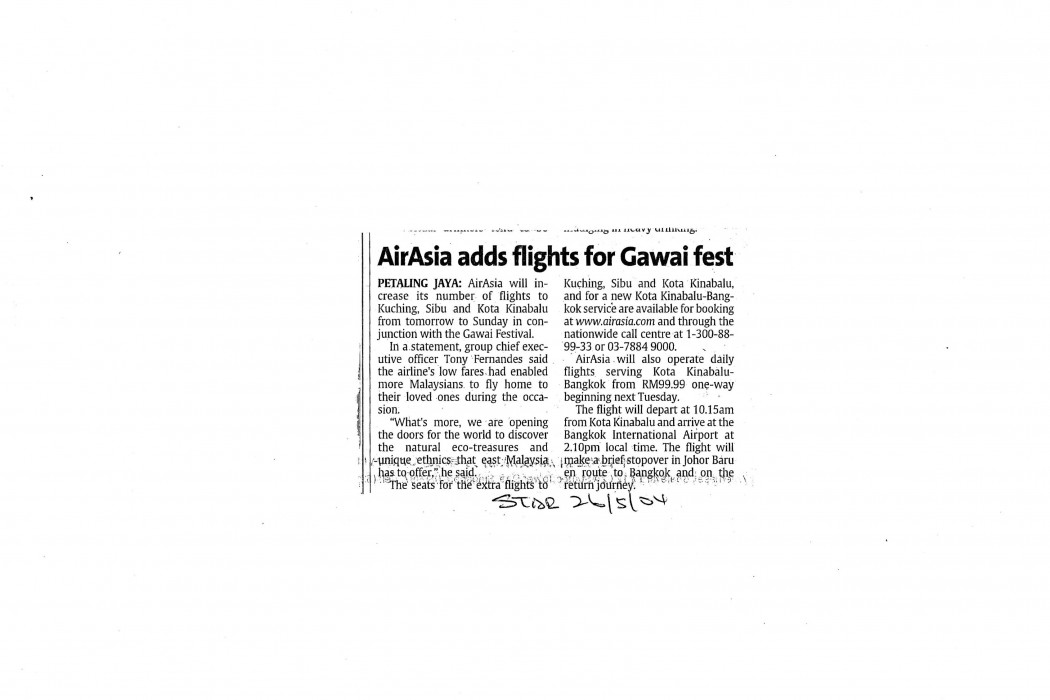 airasia adds flights for Gawai fest