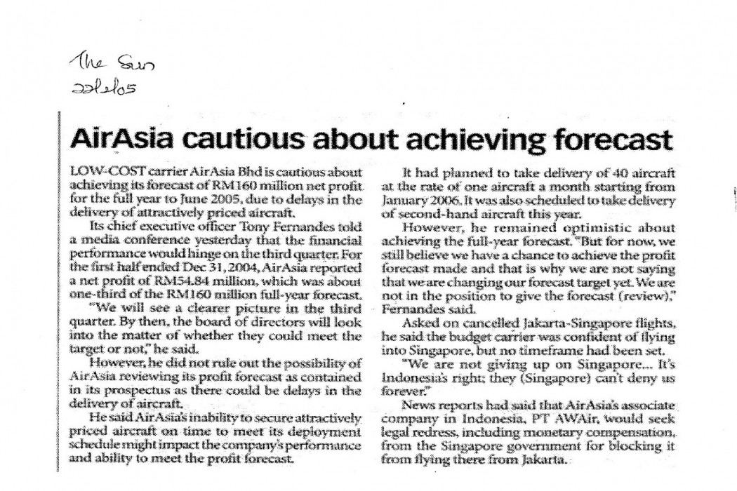 airasia cautious about achieving forecast