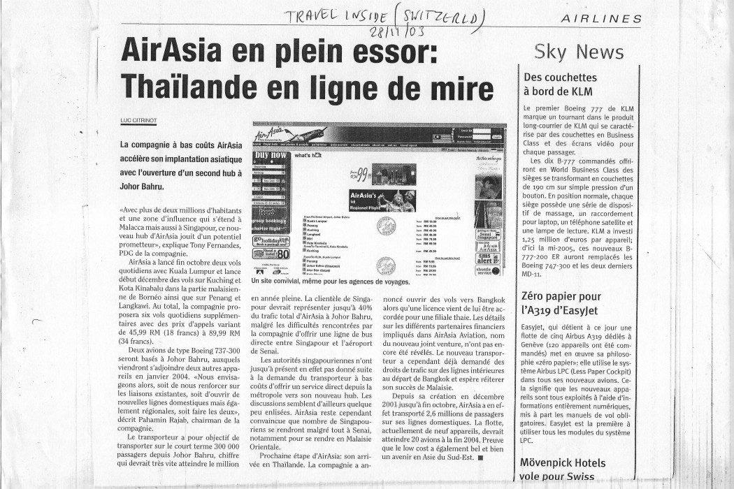 airasia en plein essor, Thailande en ligne de mire