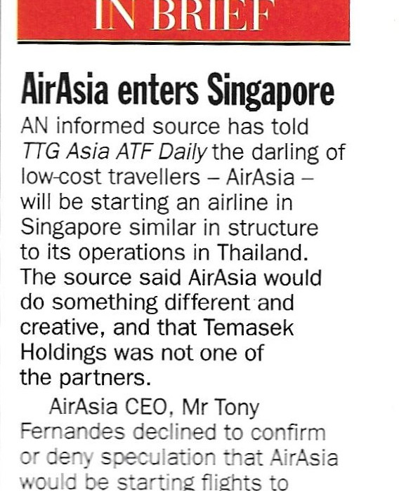 airasia enters Singapore