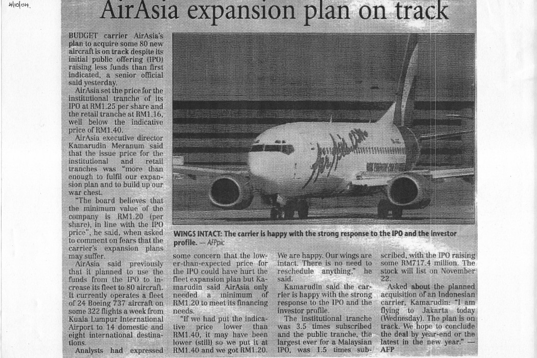 airasia expansion plan on track