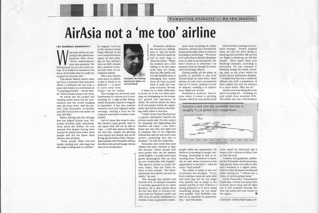 airasia not a 'me too' airline