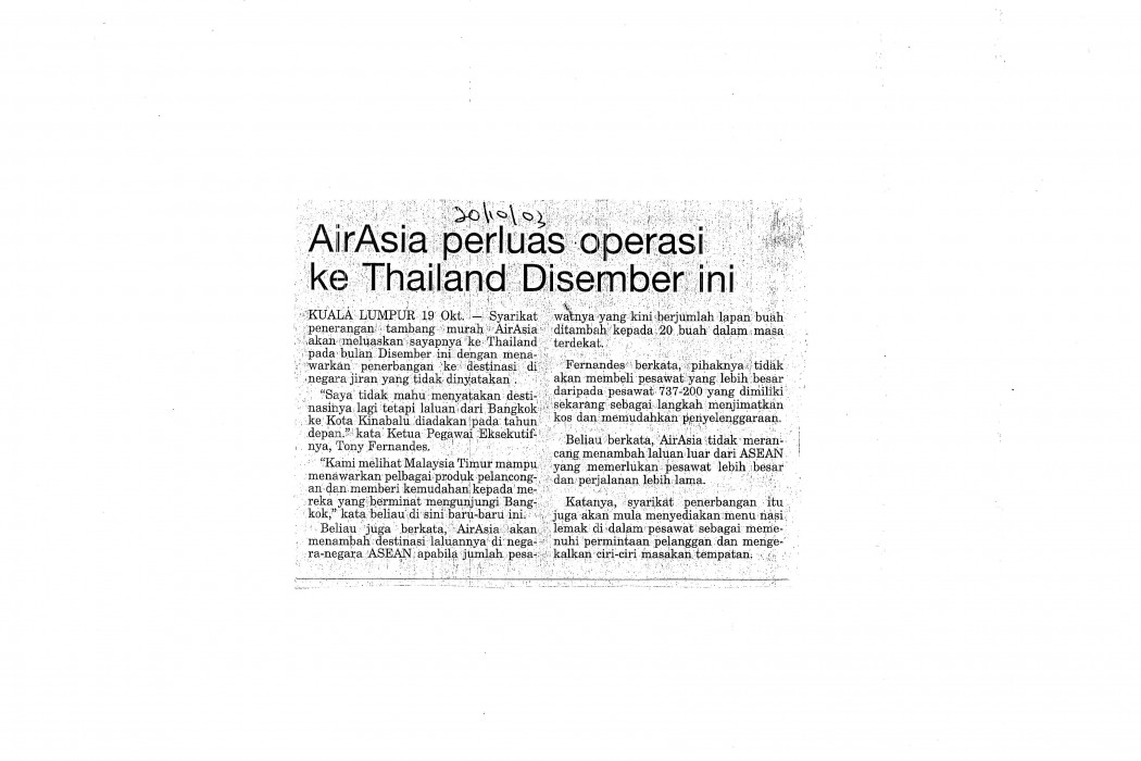 airasia perluas operasi ke Thailand Disember ini