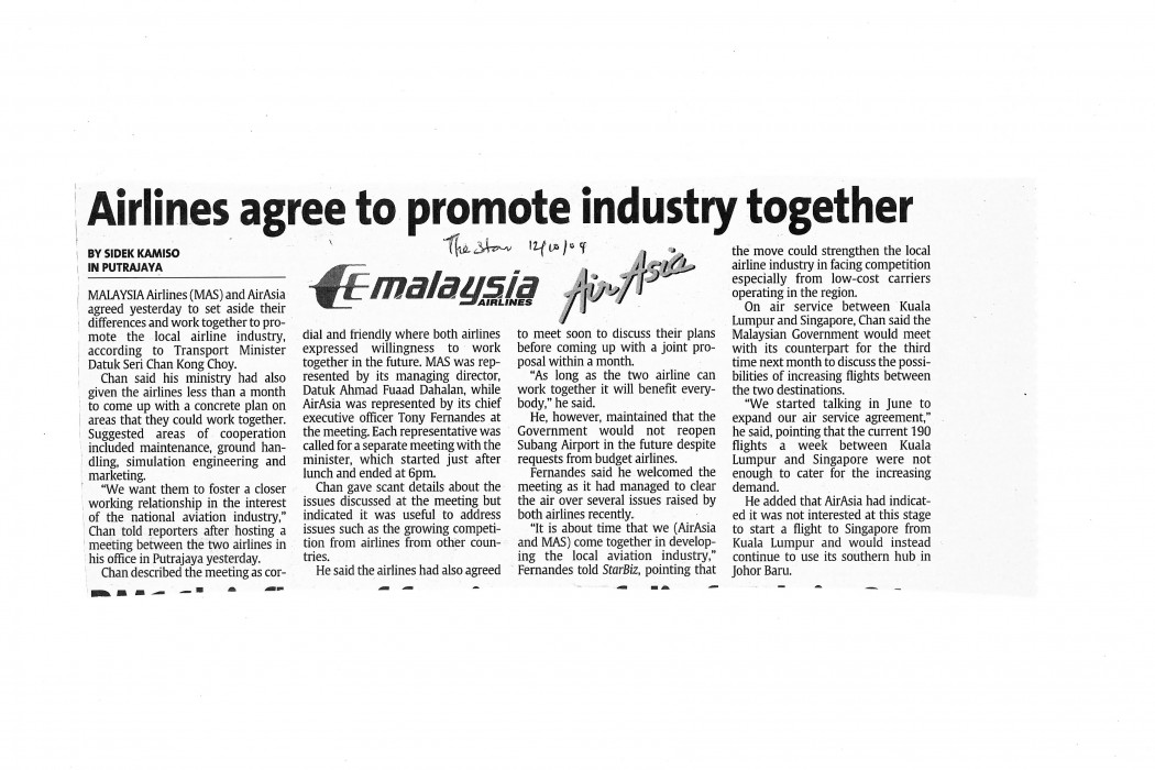 Airlines agree to promote industry together