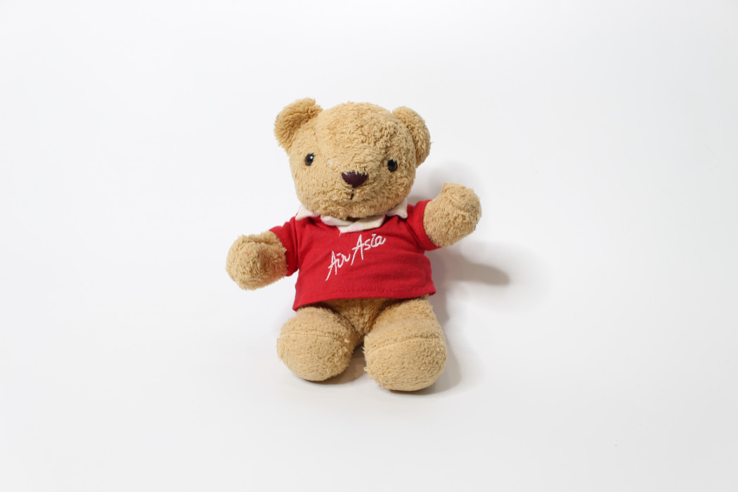 Brown teddy bear (red airasia polo shirt) (1)