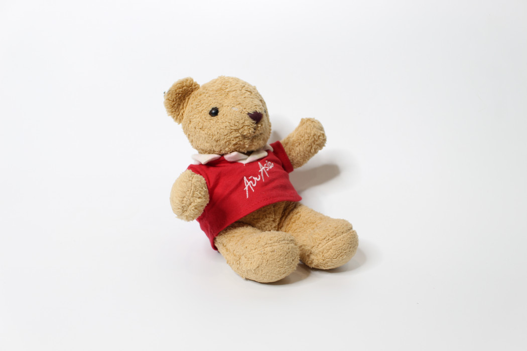 Brown teddy bear (red airasia polo shirt) (2)