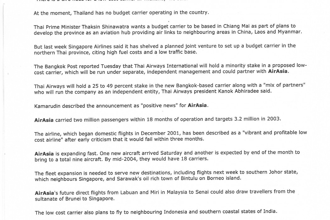 Budget airline airasia eyes Thailand as first foreign destination (2)