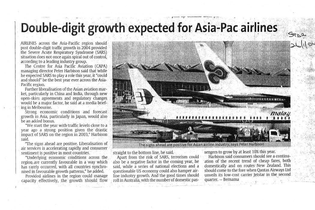 Double-digit growth expected for Asia-Pac airlines