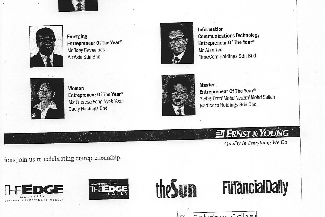 Ernst & Young Salutes The Award Recipents Of The Ernst & Young Entrepreneur Of The Year® Award Malaysia 2003