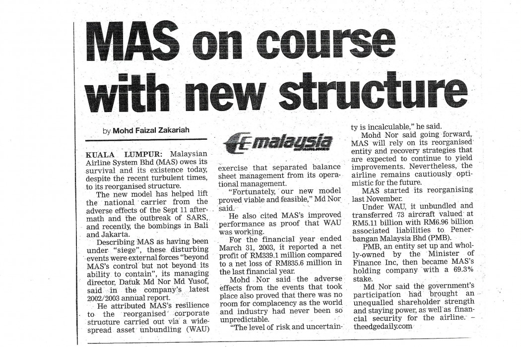 MAS on course with new structure