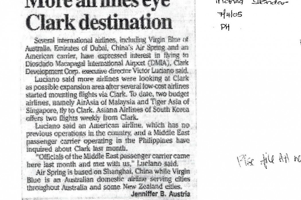 More airlines eye Clark destination