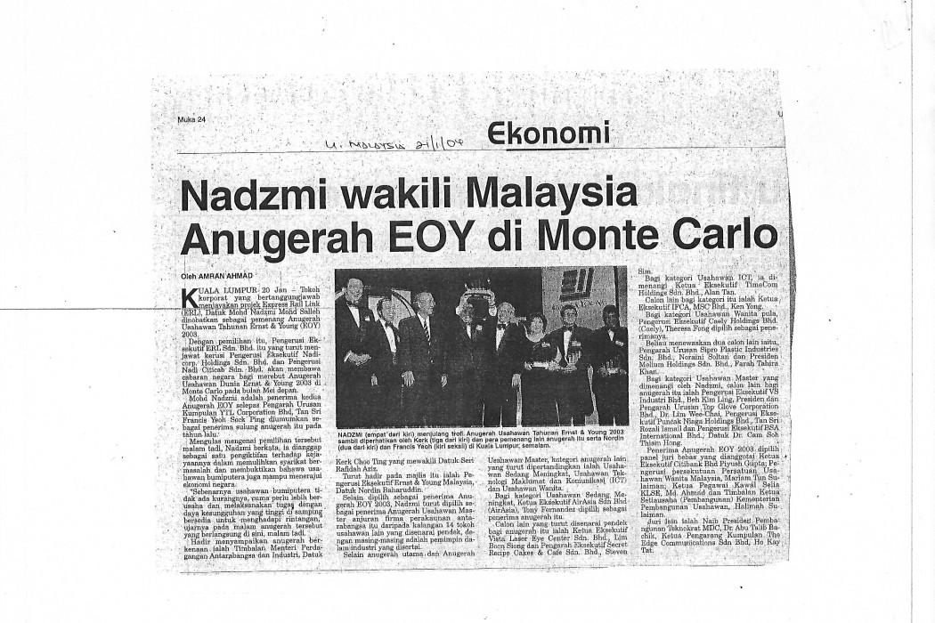 Nadzmi wakili Malaysia Anugerah EOY di Monte Carlo