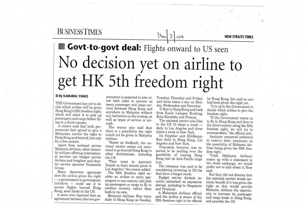 No decision yet on airline to get HK 5th freedom fight