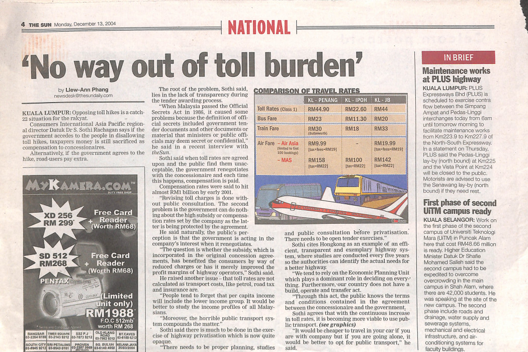 'No way out of toll burden'