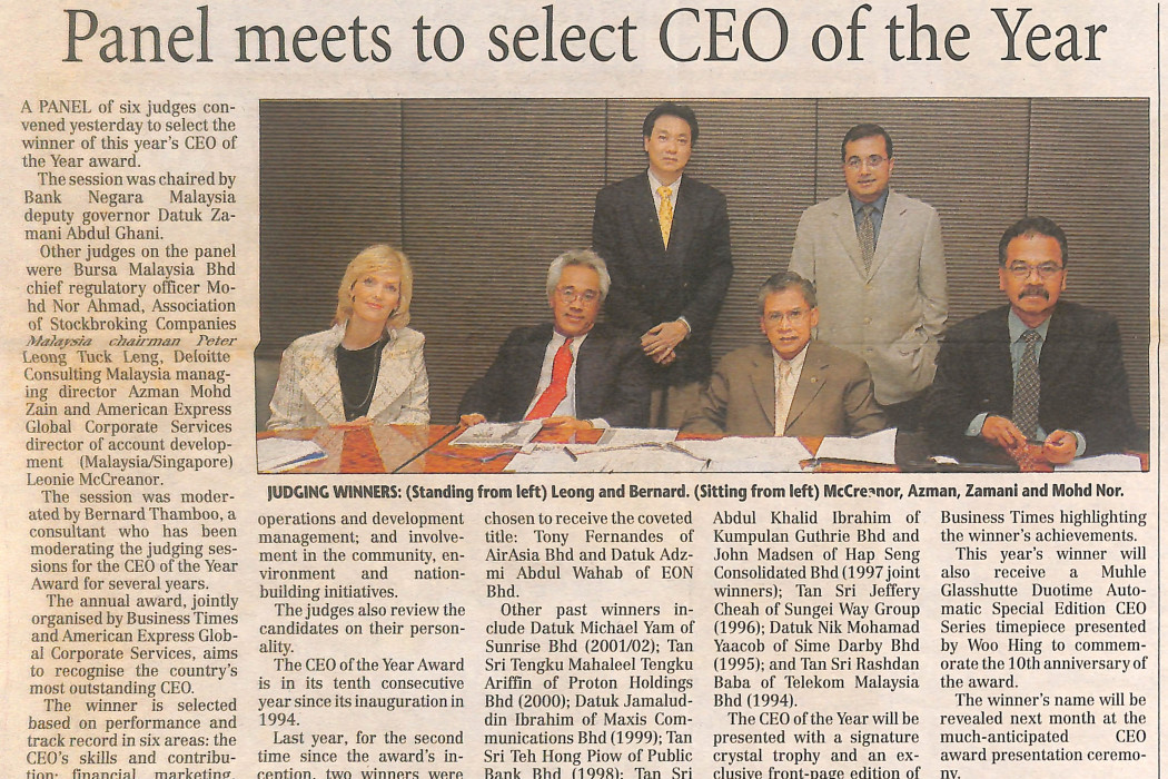 Panel meets to select CEO of the Year