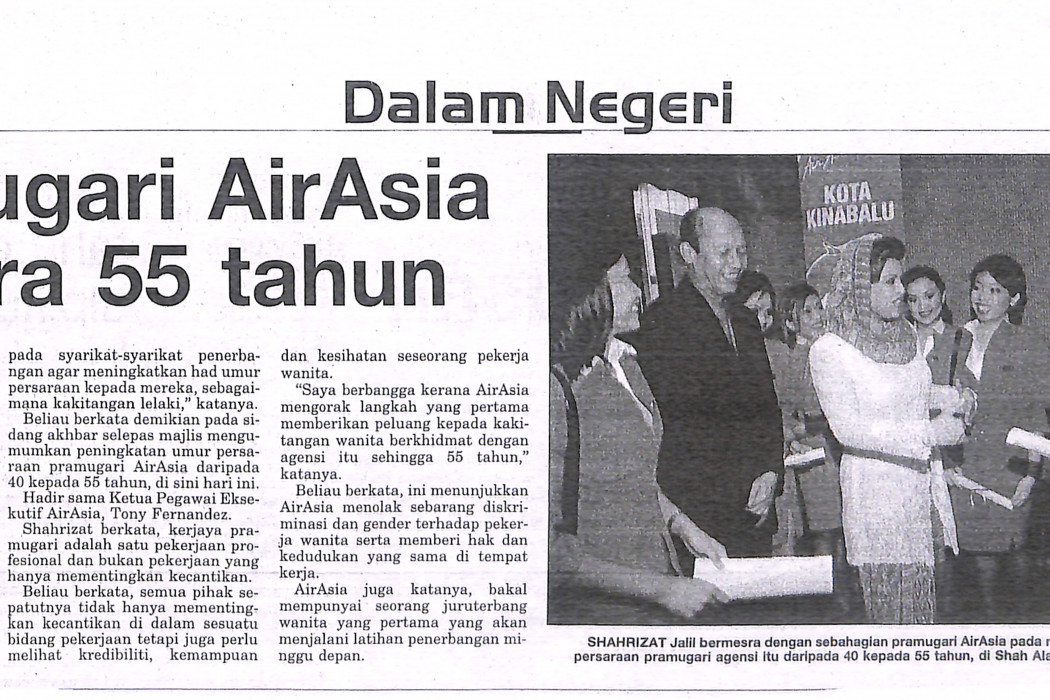 Pramugari airasia bersara 55 tahun