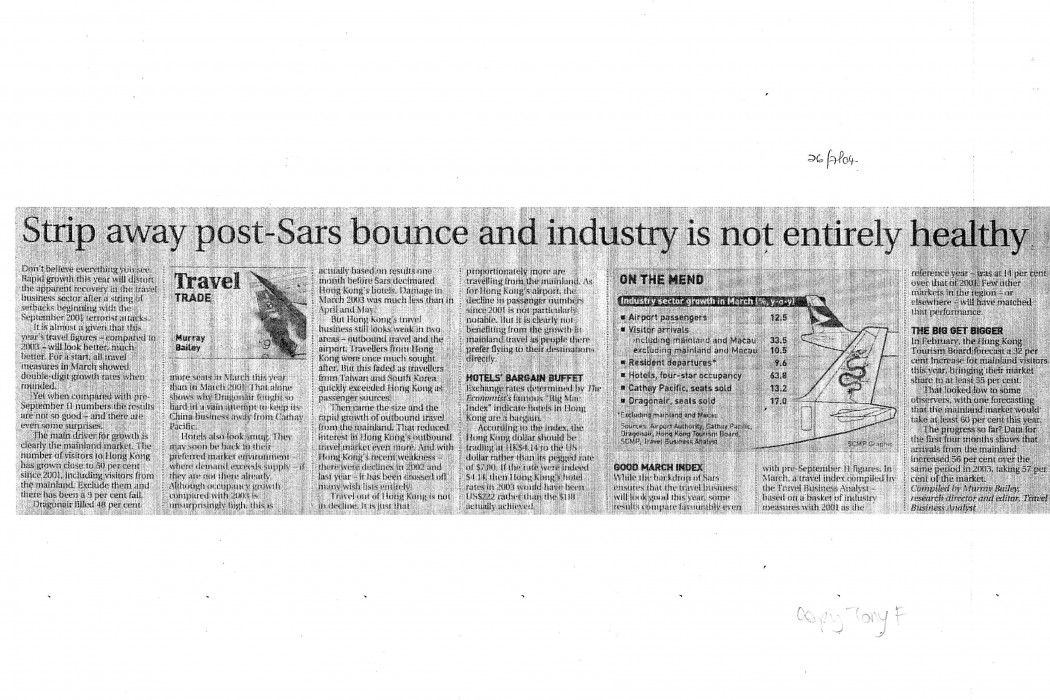 Strip away post-SARS bounce and industry is not entirely healthy