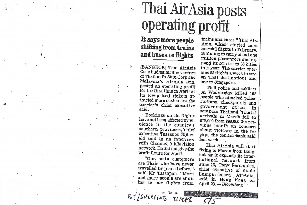 Thai airasia posts operating profit
