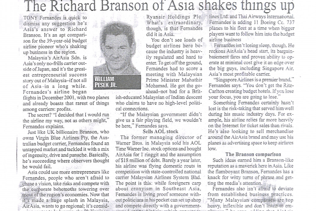 The Richard Branson of Asia shakes things up
